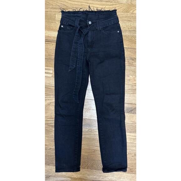 Women’s 7 FOR ALL MANKIND Black Paperbag / Belted Waist Jeans Size 26 *A2 - Picture 1 of 4